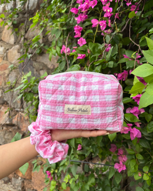 PINK GINGHAM POUCH