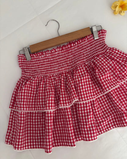 RED CHECK SKIRT