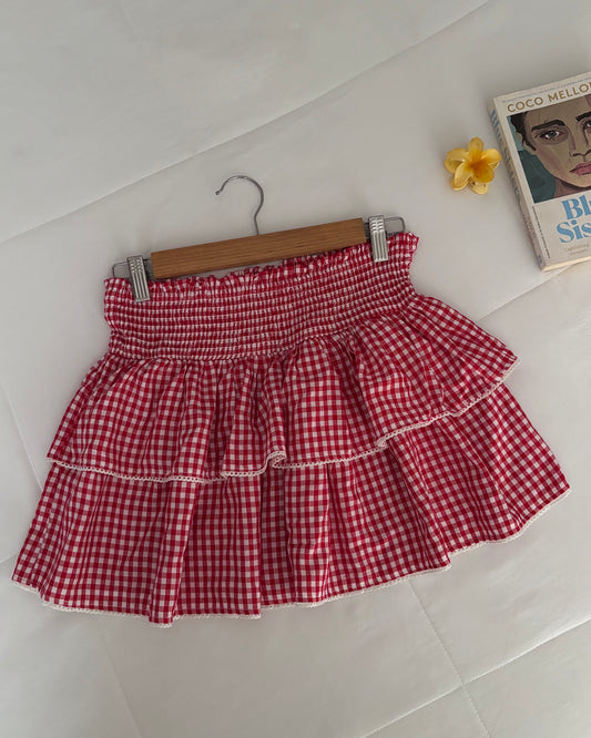 RED CHECK SKIRT