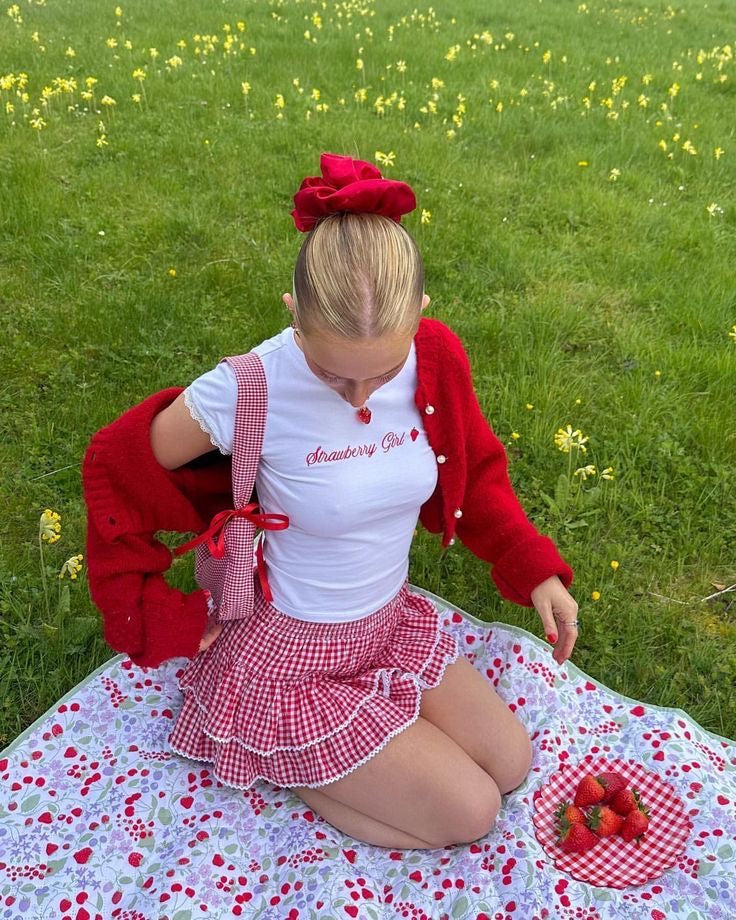 RED CHECK SKIRT